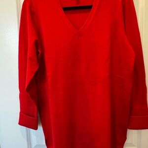 J. Jill V-Neck Sweater in Bold Red